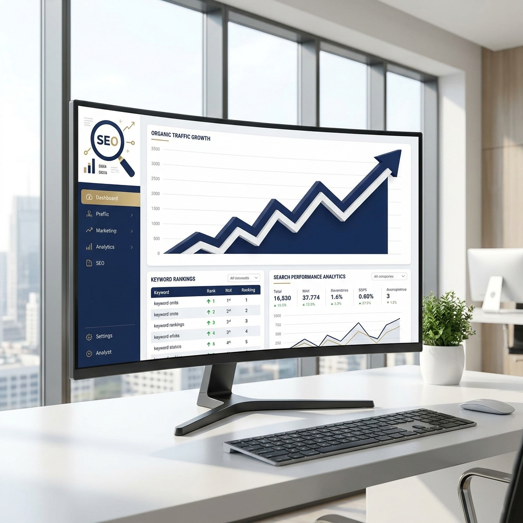 dashboard seo con dati in sovra impressione